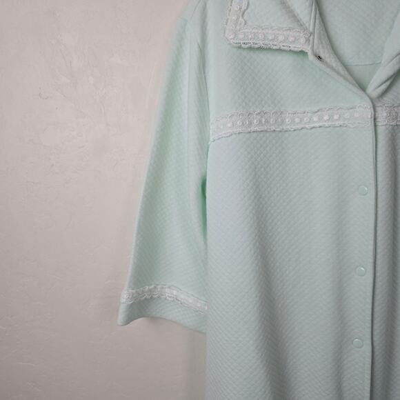 Cabernet Women's Mint Green Granny core Snap Robe Cottagecore Housecoat  L - Picture 7 of 13